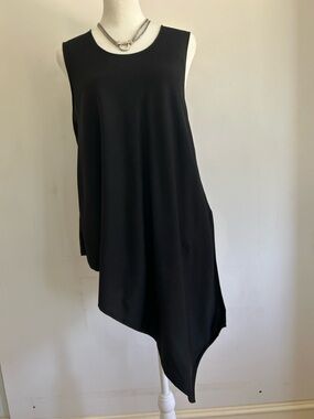 Per Se Black Sleeveless Asymmetric Knit Top/Dress  Sz M EUC